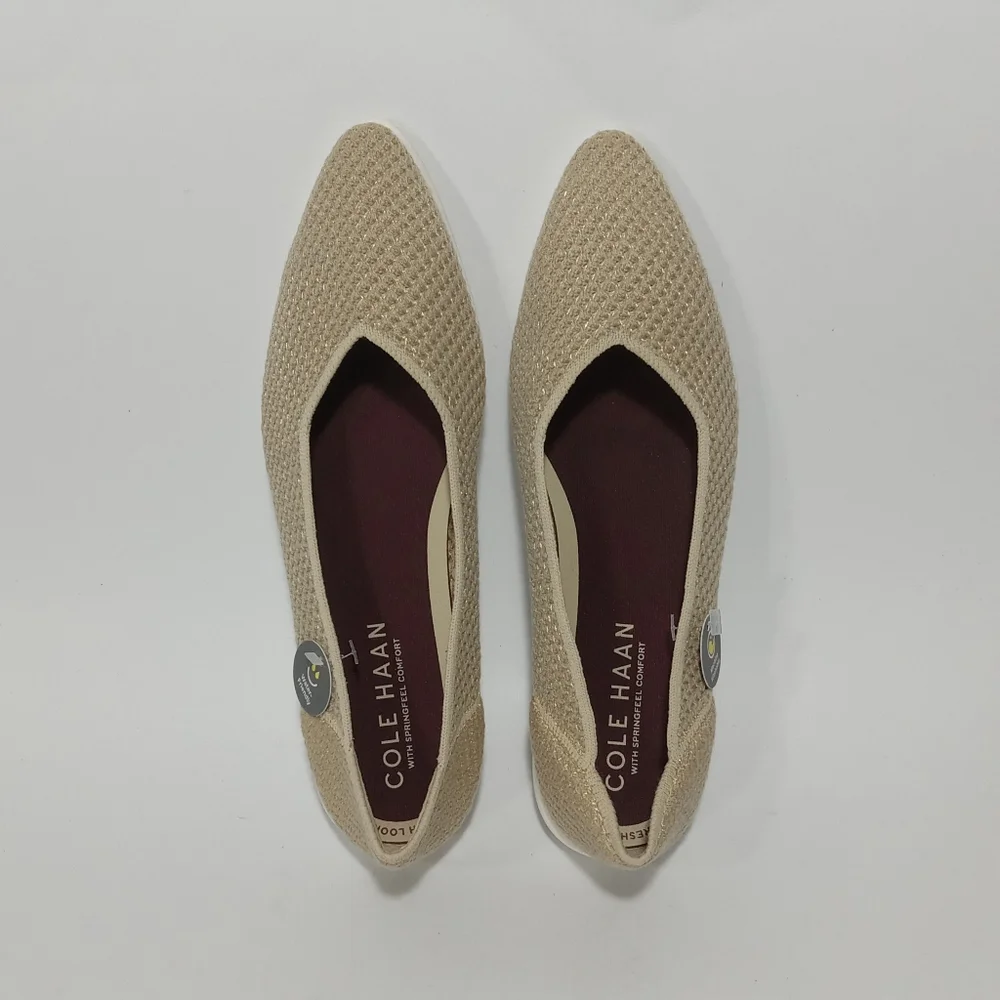COLE HAAN Women's Springfeel Stitchlte Ballet Flats Skimmer Shoe Beige Size 5.5